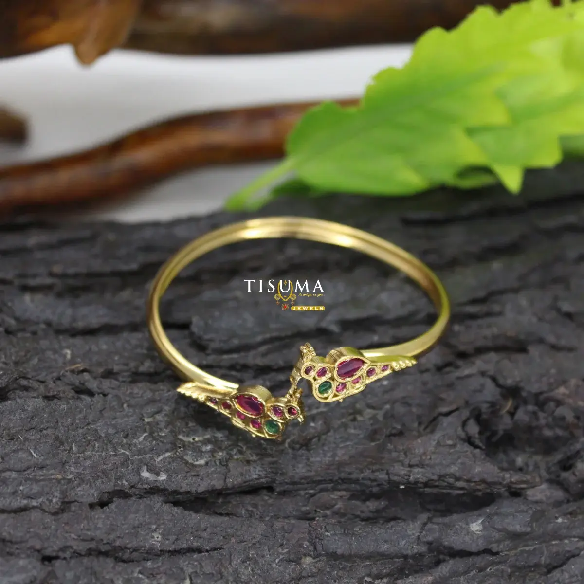 Peacock Kemp Openable Kada Bangle